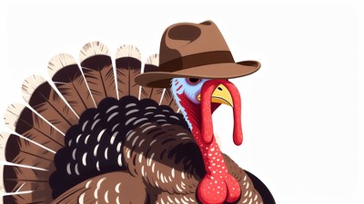 Cartoon Turkey Wearing Cowboy Hat