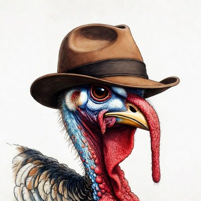 Turkey wearing fedora hat