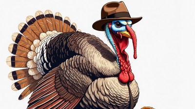 Cartoon Turkey Wearing Cowboy Hat