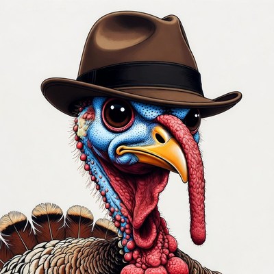 Turkey wearing fedora hat