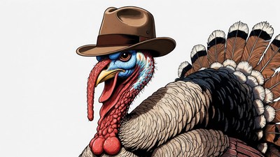 Cartoon Turkey Wearing Cowboy Hat