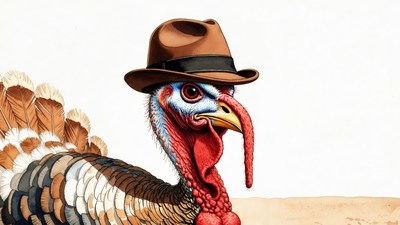 Turkey wearing fedora hat