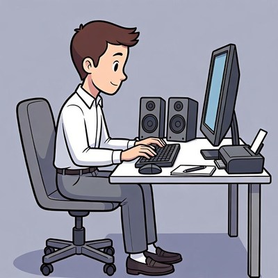 Man typing on computer illustration