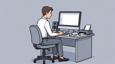 Man working at office computer
