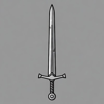 Silver Medieval Sword Illustration