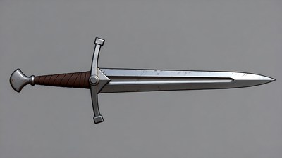 Medieval longsword on gray background