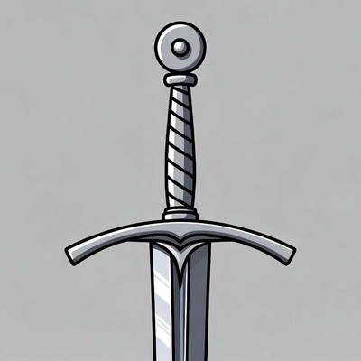 Silver Medieval Sword Illustration