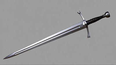 Medieval longsword on gray background