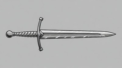 Medieval Sword on Gray Background