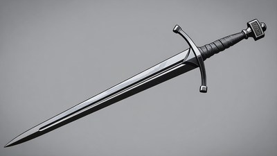 Medieval Sword on Gray Background