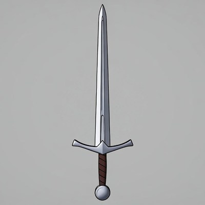 Silver Medieval Sword Illustration