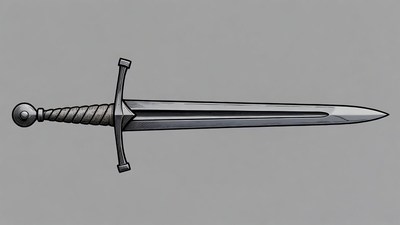 Medieval Sword on Gray Background