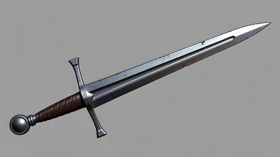 Medieval longsword on gray background