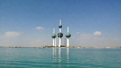 Kuwait Towers in sea