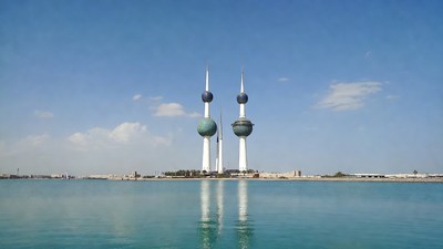 Kuwait Towers over Persian Gulf