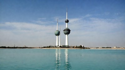 Kuwait Towers over water