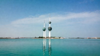 Kuwait Towers over water