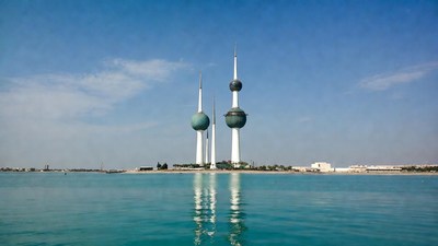 Kuwait Towers over water