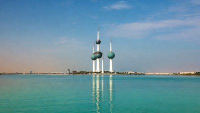 Kuwait Towers over Persian Gulf