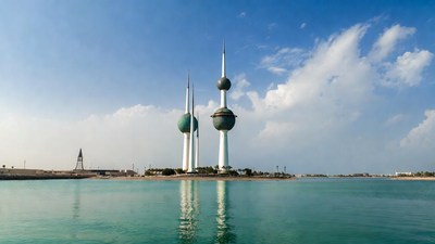 Kuwait Towers on waterfront