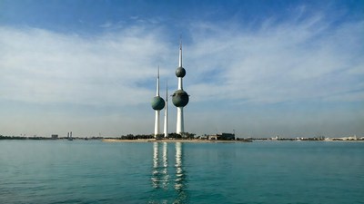 Kuwait Towers over water