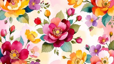 Vibrant Watercolor Flowers Illustration