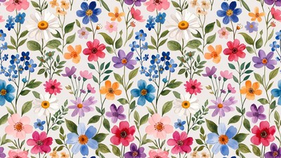Colorful Wildflower Seamless Pattern Illustration