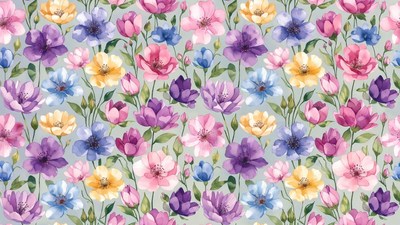 Watercolor Flower Pattern Illustration