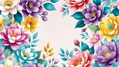 Colorful Floral Frame Illustration