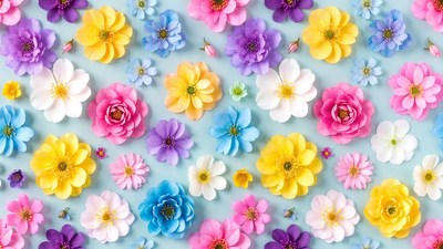 Colorful Flower Flat Lay