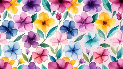 Colorful Watercolor Flowers Pattern