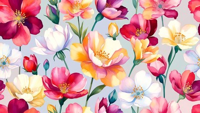 Vibrant watercolor peony flowers bouquet