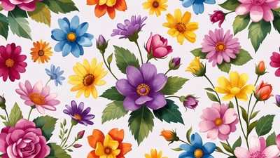 Colorful Vibrant Flowers Seamless Pattern