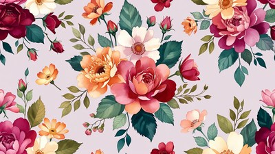 Vibrant Watercolor Rose Bouquet Pattern