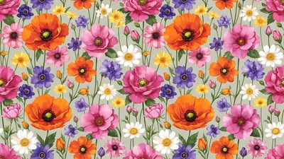 Colorful Poppy Flowers Illustration