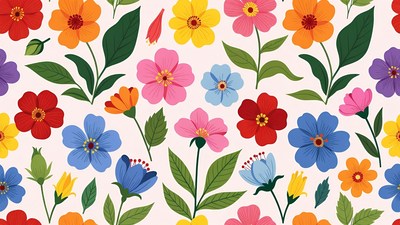 Colorful Flowers Illustration Pattern