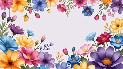Colorful Flowers Border Illustration