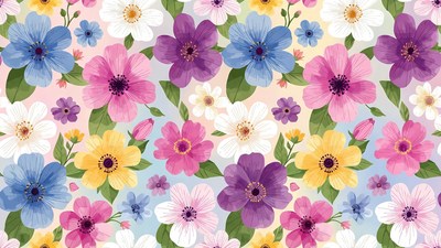 Colorful Watercolor Flower Pattern