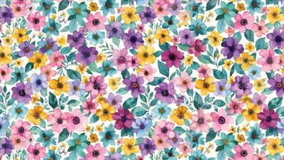 Colorful Watercolor Flowers Pattern