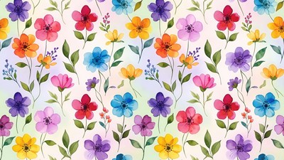 Colorful Watercolor Flowers Pattern