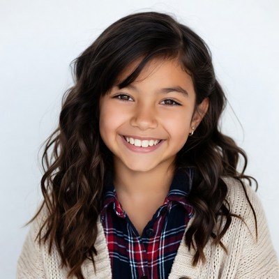 Smiling Asian girl with long hair