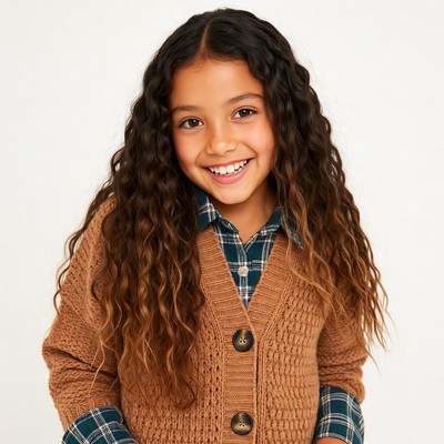 Smiling girl with curly hair
