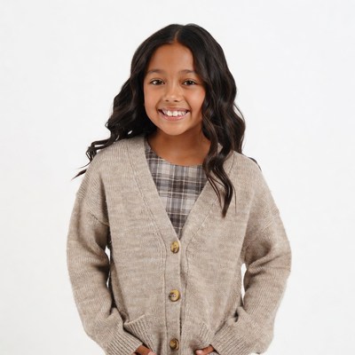 Smiling Asian girl in cardigan