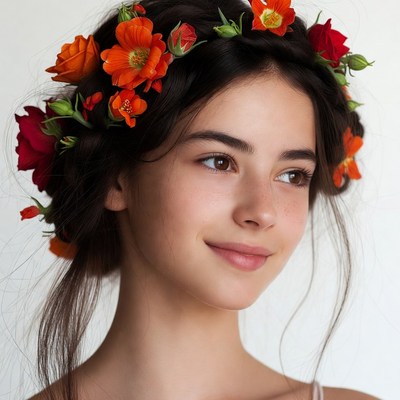 Girl with orange flower crown