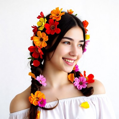 Woman with colorful flower crown