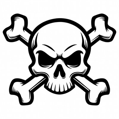 Black Skull and Crossbones Illustration