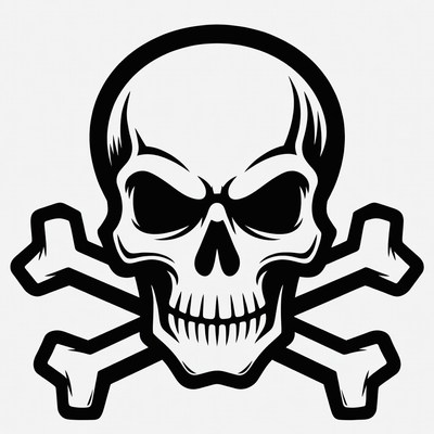 Black Skull and Crossbones Illustration