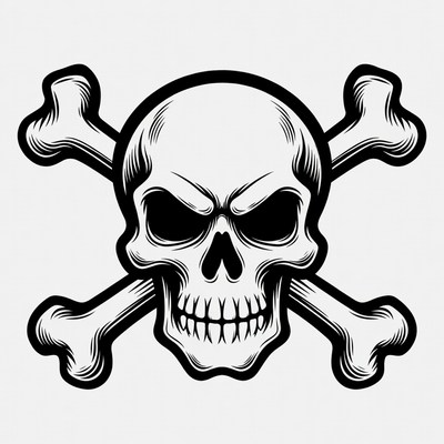 Black Skull and Crossbones Illustration