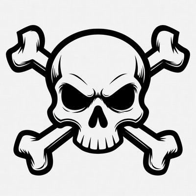 Black Skull and Crossbones Illustration