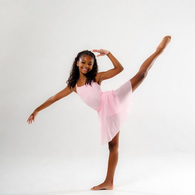 African-American girl doing ballet split